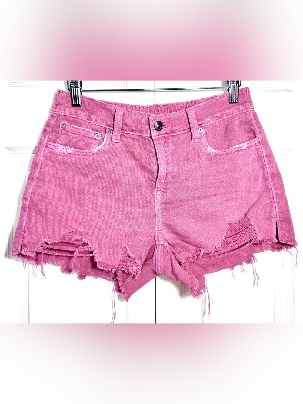 Aerie Daydream Pink Distressed Denim Shorts Size XS